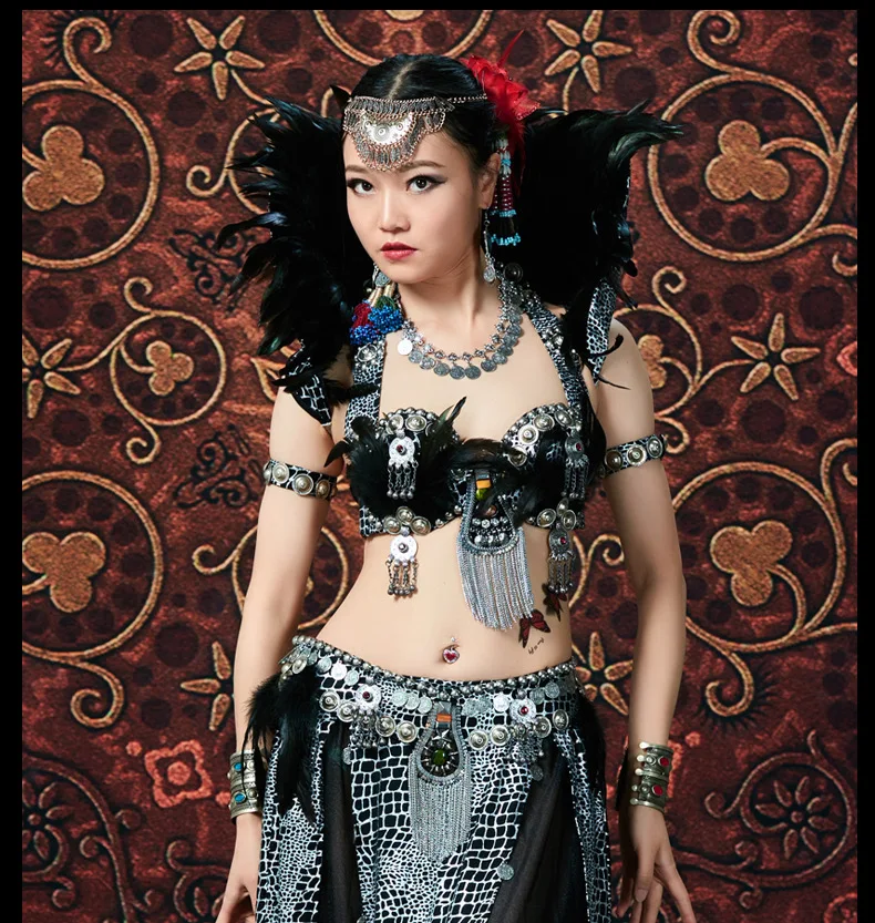 Tribal Belly Dance Outfit Halloween Costume Sequin Dancing Dress Carnival Wear 