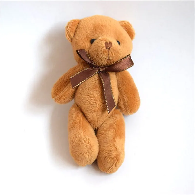 Cute Mini Joint Bear Plush Toys Lovely Kawaii Teddy Bear Dolls Pendant Wedding Party Gift 11cm 12pclot  (3)