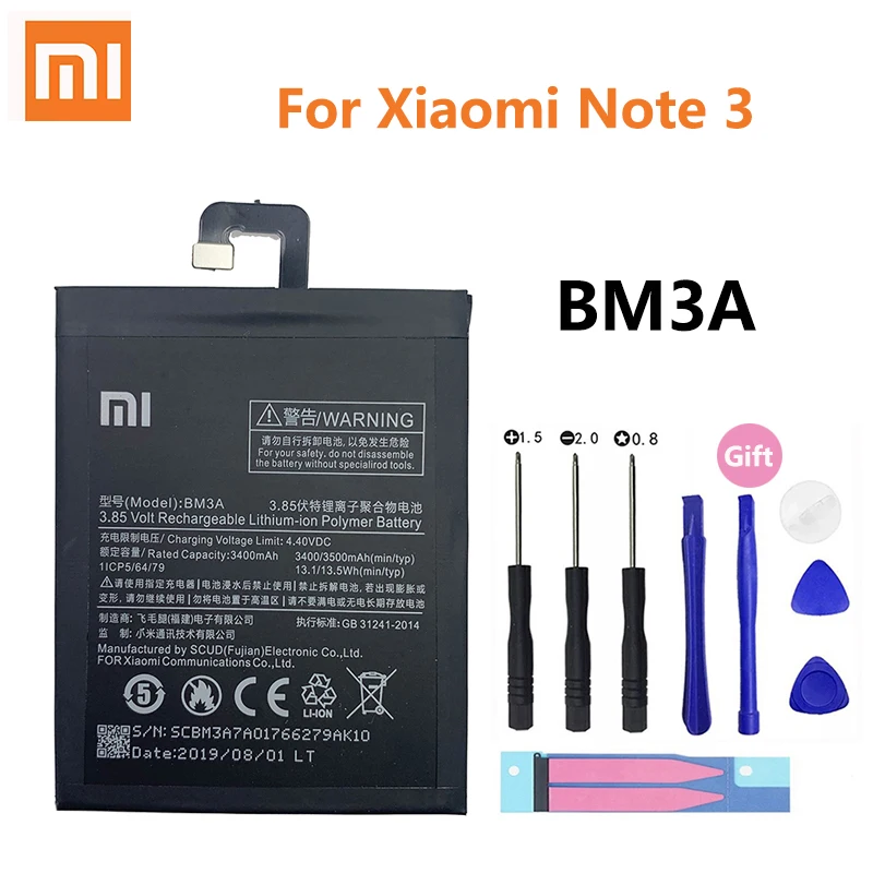 Xiao Mi Original Phone Battery BM3A For Xiaomi Mi Note 3 Note3 Replacement Battery 3400mAh High Capacity Phone Batteries
Xiao Mi Original Phone Battery BM3A For Xiaomi Mi Note 3 Note3 Replacement Battery 3400mAh High Capacity Phone Batteries