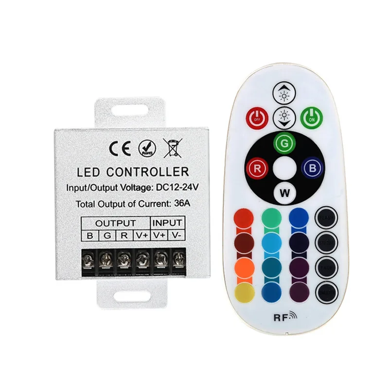 RF24 Key 16-Color Wireless RF Remote Control Low Voltage LED Controller RGB Colorful Light Bar Light Strip Controller
RF24 Key 16-Color Wireless RF Remote Control Low Voltage LED Controller RGB Colorful Light Bar Light Strip Controller
