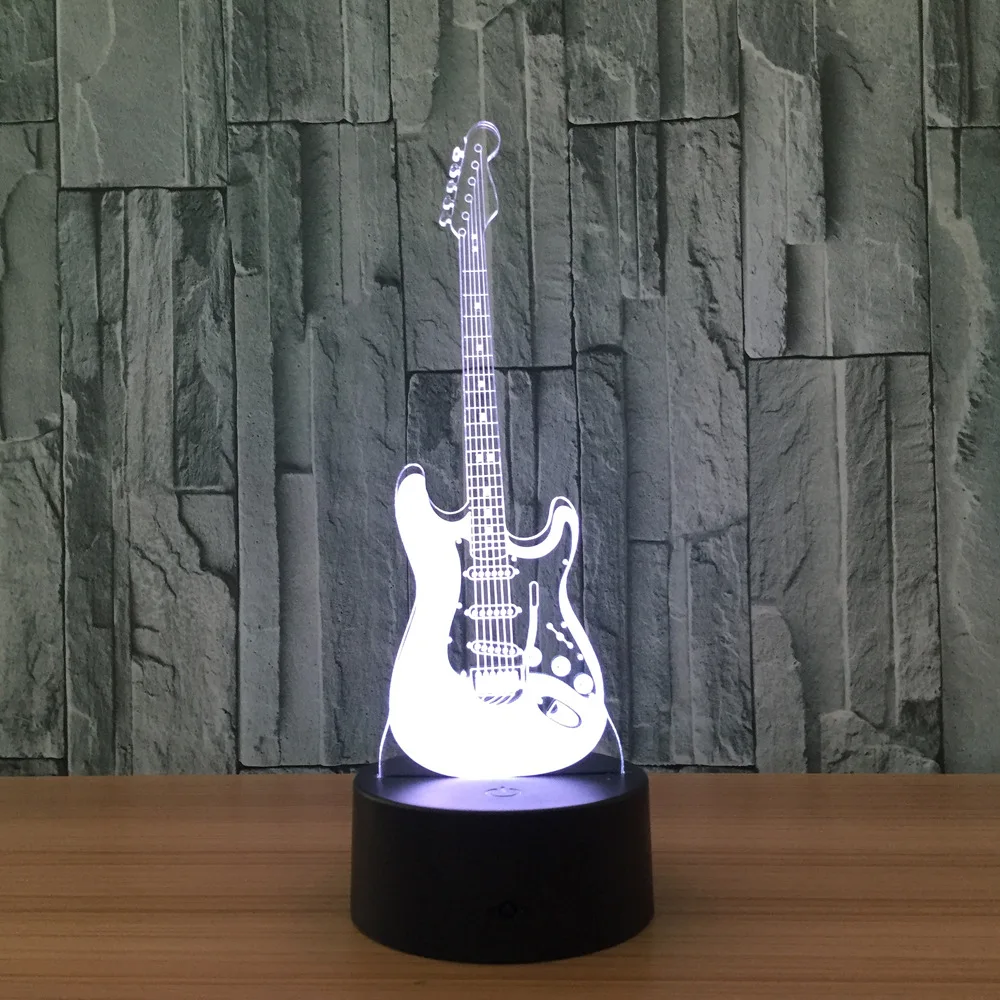 Электрическая музыкальная гитара иллюзионная лампа светодиодный ночсветильник
