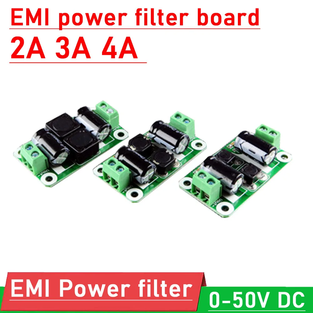 

DC EMI power supply filter board 0-50V 2A 3A 4A EMI Filter Noise Suppressor FOR 12V 24 Audio power amplifier car Switching power