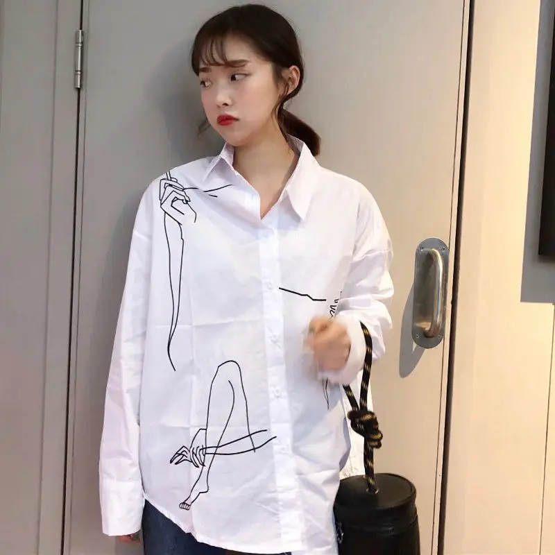 Fashion Women Graffiti Print Lapel Shirt Casual Loose Long Sleeve White Shirts Elegant Ladies Clothing Women Tops Blusa Feminina
Fashion Women Graffiti Print Lapel Shirt Casual Loose Long Sleeve White Shirts Elegant Ladies Clothing Women Tops Blusa Feminina