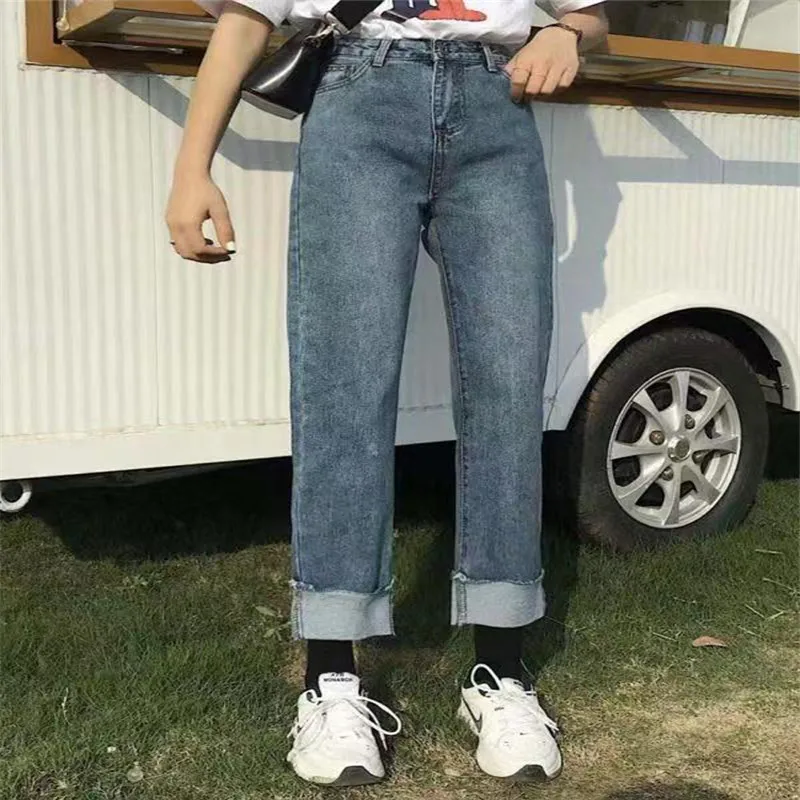 Jeans Spring and Autumn New High Waist Curled Straight Student Jeans Women Loose Thin Thin Wild Wide Leg Pants Korean Trend
Jeans Spring and Autumn New High Waist Curled Straight Student Jeans Women Loose Thin Thin Wild Wide Leg Pants Korean Trend
