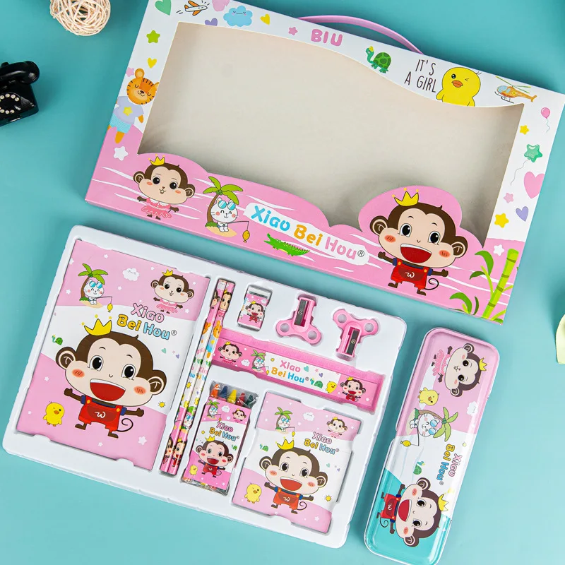 Cartoon Pencil Case Notebook Ruler Pencil sharpener Eraser Crayon Drawing book Stationery set School supplies Gifts for children
Cartoon Pencil Case Notebook Ruler Pencil sharpener Eraser Crayon Drawing book Stationery set School supplies Gifts for children