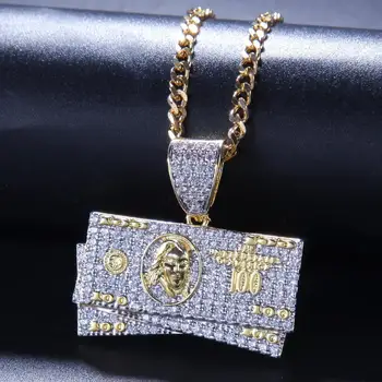 2020 personality Hip hop USD Dollar bill Necklace pendant Micro inlay crystal Zircon Gold and Men Cuban chain jewelry
2020 personality Hip hop USD Dollar bill Necklace pendant Micro inlay crystal Zircon Gold and Men Cuban chain jewelry