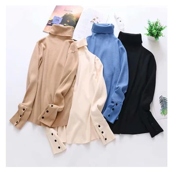 New Fashion Button Turtleneck Sweater Women Spring Autumn Solid Knitted Pullover Women Slim Soft Jumper Sweater Female Knit Tops
New Fashion Button Turtleneck Sweater Women Spring Autumn Solid Knitted Pullover Women Slim Soft Jumper Sweater Female Knit Tops