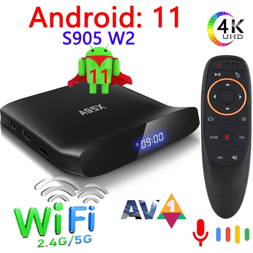 A95X W2 Android 11 Smart TV Box Amlogic S905W2 4GB 64GB 2.4G& 5G Wifi 4K BT5.0 HD Media Player 2GB 16GB A95XW2 | Электроника