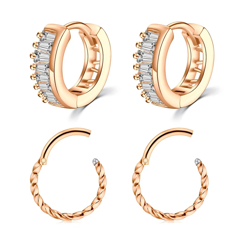 JFORYOU 4Pcs Earring Hoop Huggie 16G Stainless Steel Cubic Zirconia Small Cartilage Earring Hoop Hinged Clicker Hoop Earring
JFORYOU 4Pcs Earring Hoop Huggie 16G Stainless Steel Cubic Zirconia Small Cartilage Earring Hoop Hinged Clicker Hoop Earring