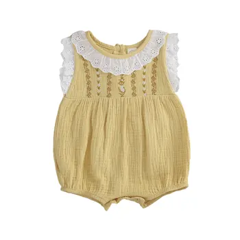 Baby Girls Bodysuit Sleeveless Lace Embroidery Pattern Back Button-Down Round Neck Outfit, Cute Button Closure Jumpsuit
Baby Girls Bodysuit Sleeveless Lace Embroidery Pattern Back Button-Down Round Neck Outfit, Cute Button Closure Jumpsuit