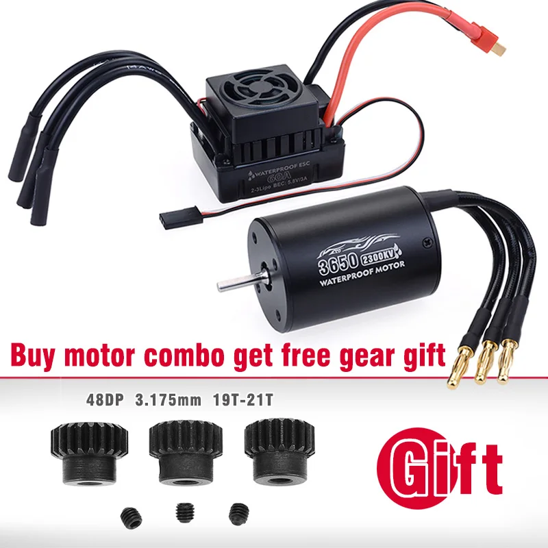 Get Free Gear Waterproof 3650 2300KV 3100KV 3900KV Brushless Motor w/60A ESC for Tamiya Traxxas Slash Bandit Redcat Electric
Get Free Gear Waterproof 3650 2300KV 3100KV 3900KV Brushless Motor w/60A ESC for Tamiya Traxxas Slash Bandit Redcat Electric