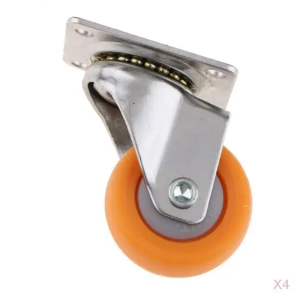 4 X Swivel Caster Wheels Supermarket Trolley Castors Orange Nylon 32mm 17kg 4 X Swivel Caster Wheels Supermarket Trolley Castors Orange Nylon 32mm 17kg