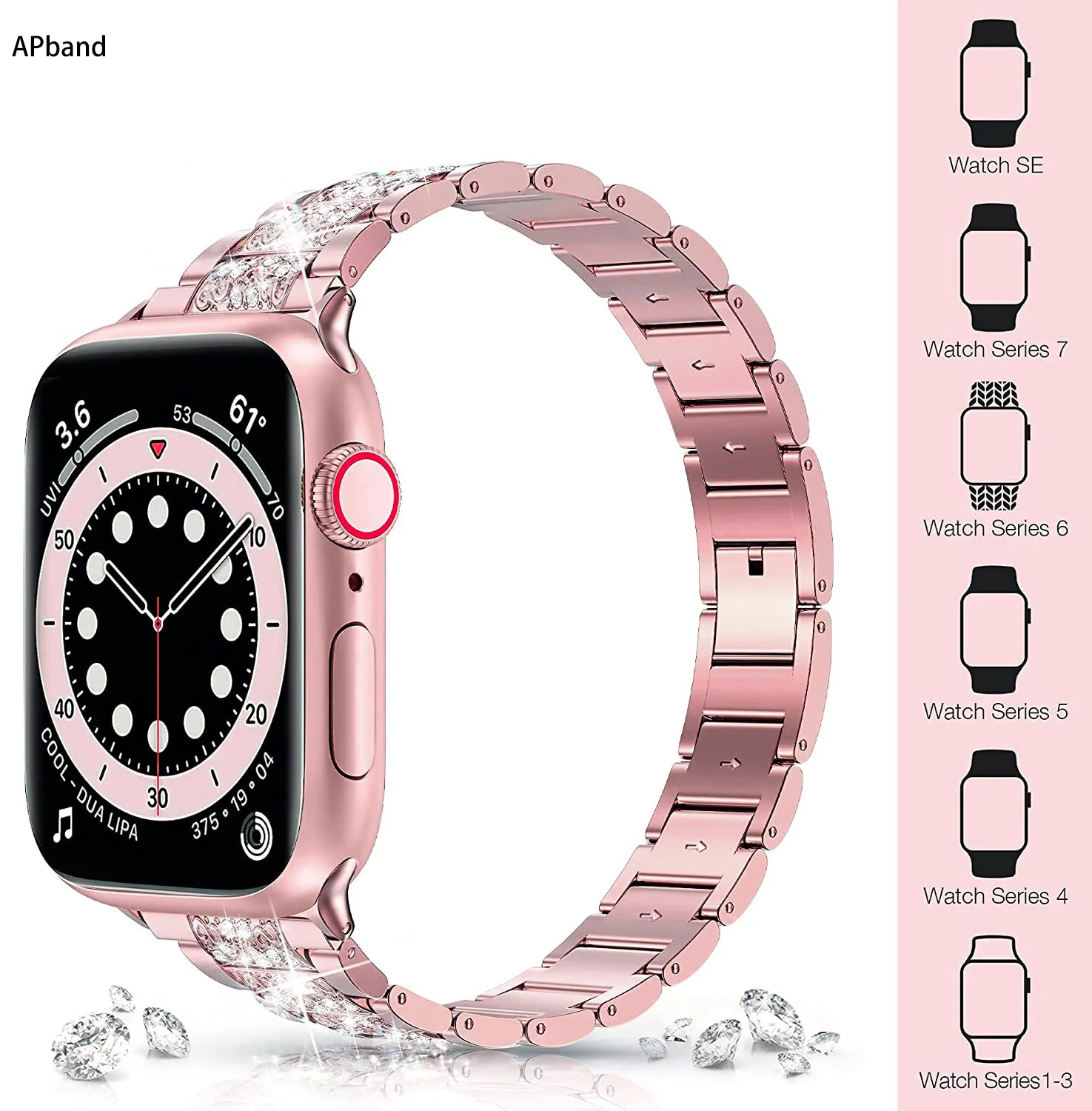 Bling strap for Apple Watch band 45mm 41mm 40mm 44mm 38mm 42mm Lady correa Stainless Steel bracelet iWatch series 3 4 5 se 6 7
Bling strap for Apple Watch band 45mm 41mm 40mm 44mm 38mm 42mm Lady correa Stainless Steel bracelet iWatch series 3 4 5 se 6 7