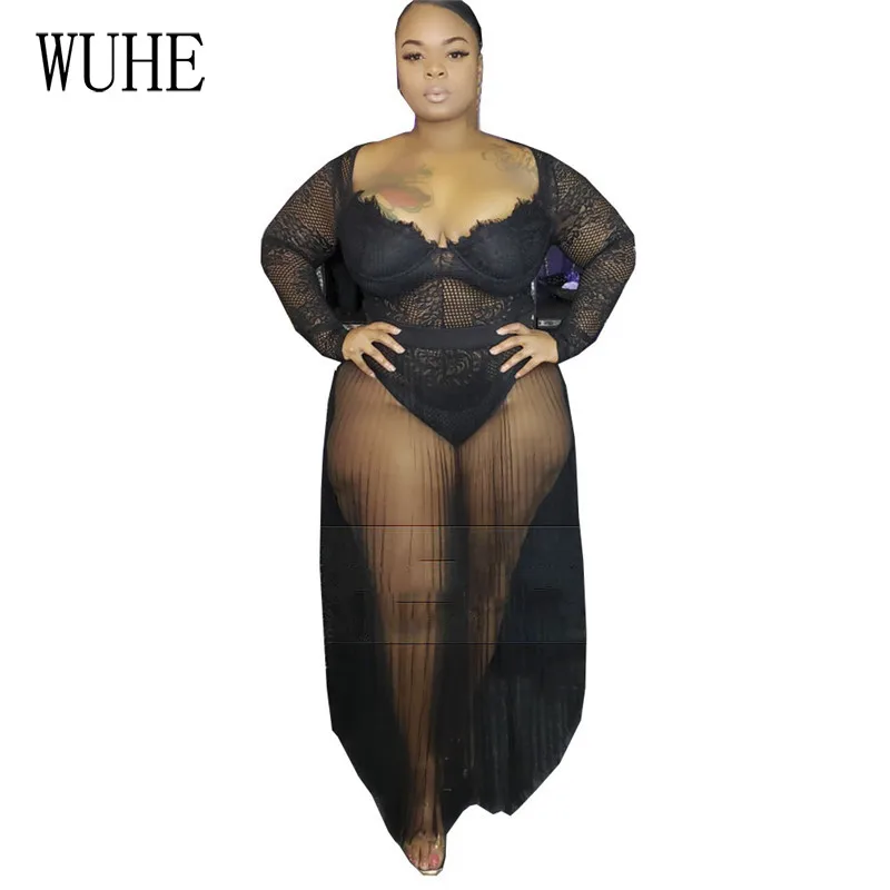 WUHE Sexy See Through Sling Tulle Long Maxi Dress Lace Crocheted Flower Night Club Party Large Size 5XL Sexy Gauze Two-piece Set
WUHE Sexy See Through Sling Tulle Long Maxi Dress Lace Crocheted Flower Night Club Party Large Size 5XL Sexy Gauze Two-piece Set