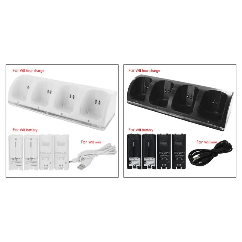 4Port Smart Charger Charging Dock Station with Rechargeable Batteries USB Data Cable for WII Game Console Accessories
4Port Smart Charger Charging Dock Station with Rechargeable Batteries USB Data Cable for WII Game Console Accessories