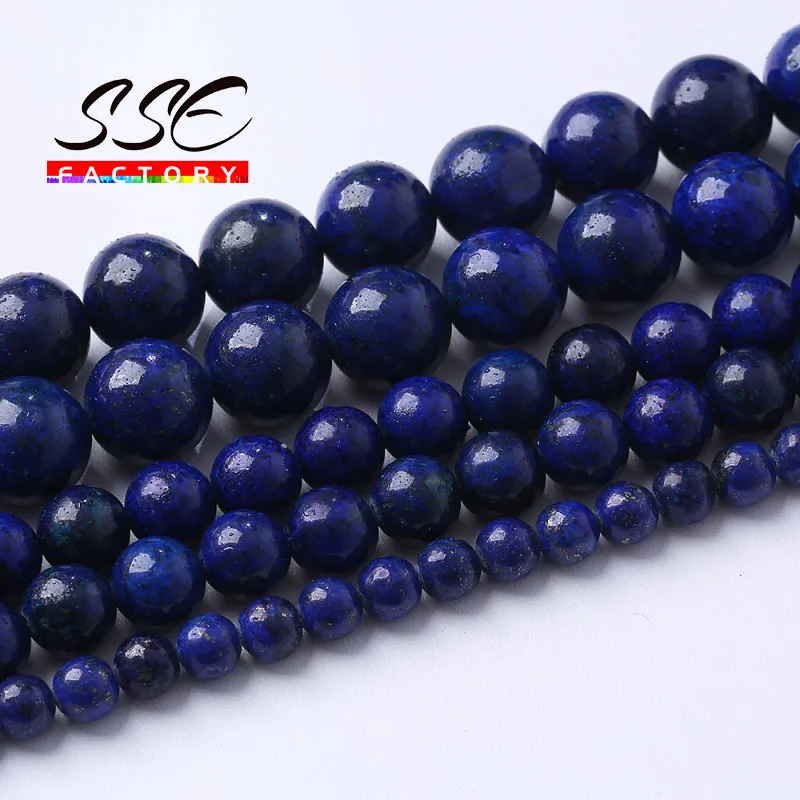

Natural Stone Lapis Lazuli Beads Round Loose Spacer Beads For Jewelry Making DIY Bracelet Necklace Accessories 4 6 8 10 12mm 15"