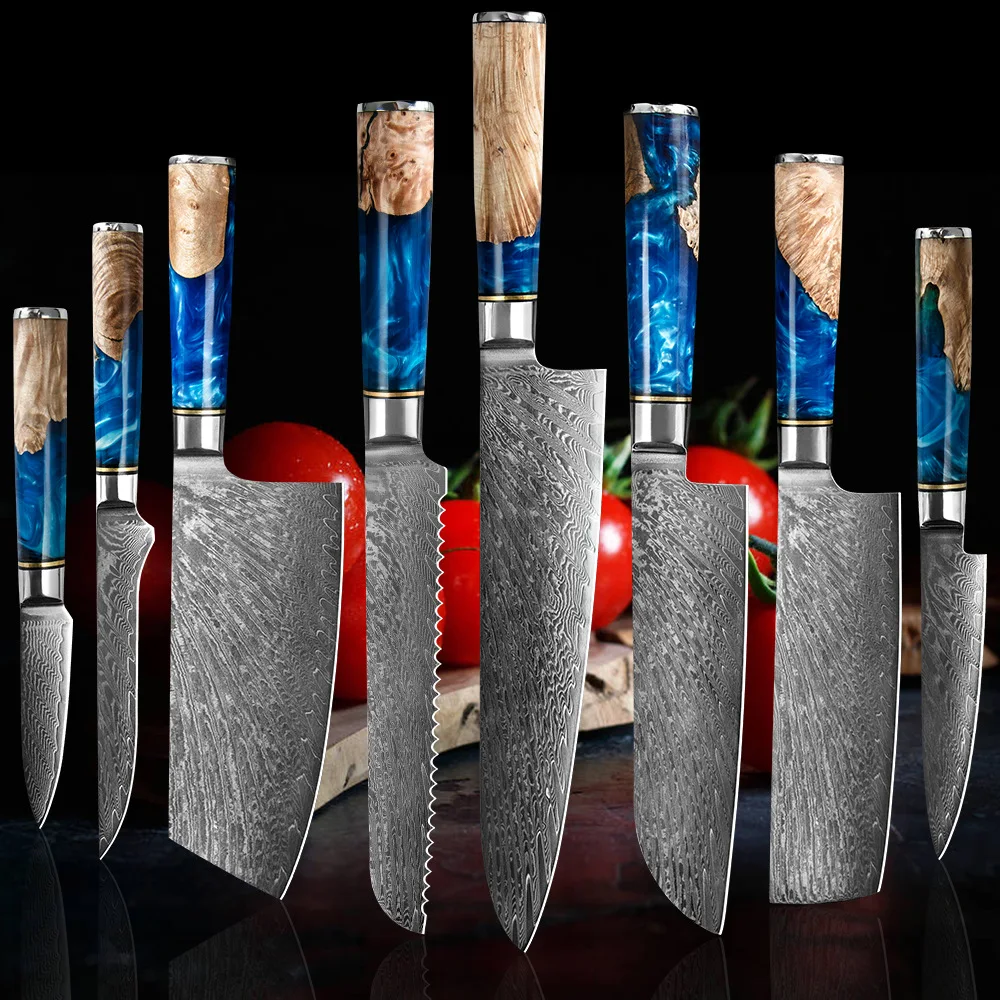 Steel Chef Knives Set High Quality Sharp Blade Knife Cooking Meat Cleaver Kitchen Gadget Imitation Damascus Pattern Knife Set
Steel Chef Knives Set High Quality Sharp Blade Knife Cooking Meat Cleaver Kitchen Gadget Imitation Damascus Pattern Knife Set