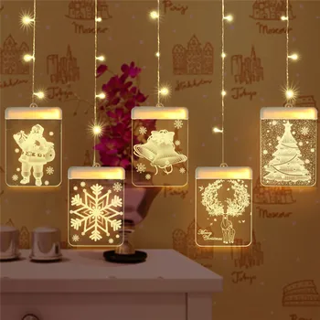 3D Elk Bell Xmas Tree LED Lamp String Christmas Decoration Lighting Curtain Lamp USB Power For Holiday Wedding Fairy Lights
3D Elk Bell Xmas Tree LED Lamp String Christmas Decoration Lighting Curtain Lamp USB Power For Holiday Wedding Fairy Lights