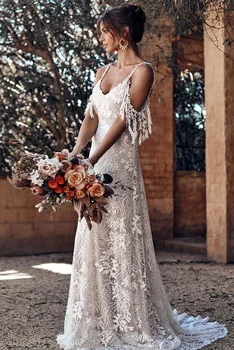 Vestige De Noiva New arrival Sexy Backless Lace beach Wedding Dresses2019Mermaid Lace Appliqued Boho Bridal Gowns robe de mariee 
Vestige De Noiva New arrival Sexy Backless Lace beach Wedding Dresses2019Mermaid Lace Appliqued Boho Bridal Gowns robe de mariee