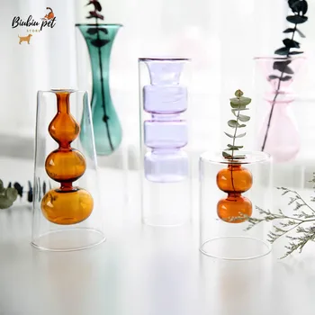 Nordic Decoration Color Transparent Double Glass Wedding Decoration Vase Hydroponics Delicate Table Vase
Nordic Decoration Color Transparent Double Glass Wedding Decoration Vase Hydroponics Delicate Table Vase