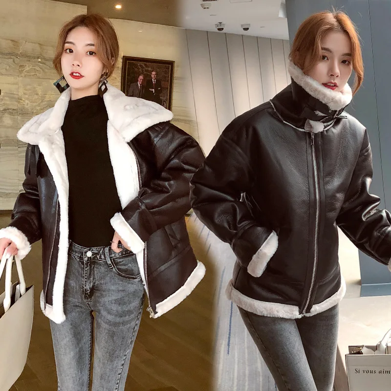 2019 Winter Brushed And Thick Faux Dehaired Angora Short PU Leather Motorcycle Cotton Coat Women's Fashion
2019 Winter Brushed And Thick Faux Dehaired Angora Short PU Leather Motorcycle Cotton Coat Women's Fashion