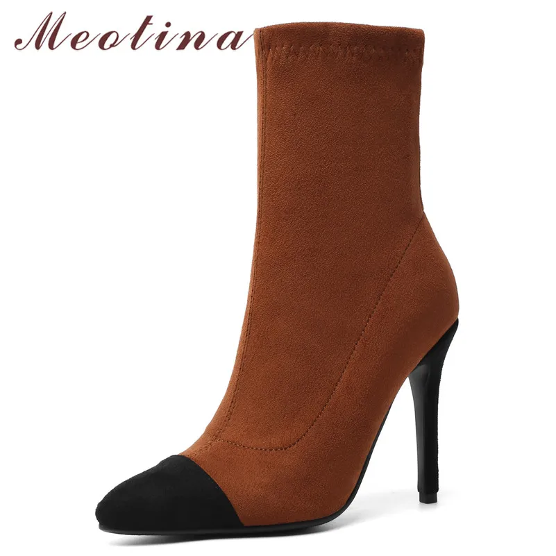 Meotina Winter Ankle Boots Women Zipper Thin Heels Short Boots Mixed Colors Extreme High Heel Shoes Ladies Autumn Red Size 34-43 
Meotina Winter Ankle Boots Women Zipper Thin Heels Short Boots Mixed Colors Extreme High Heel Shoes Ladies Autumn Red Size 34-43