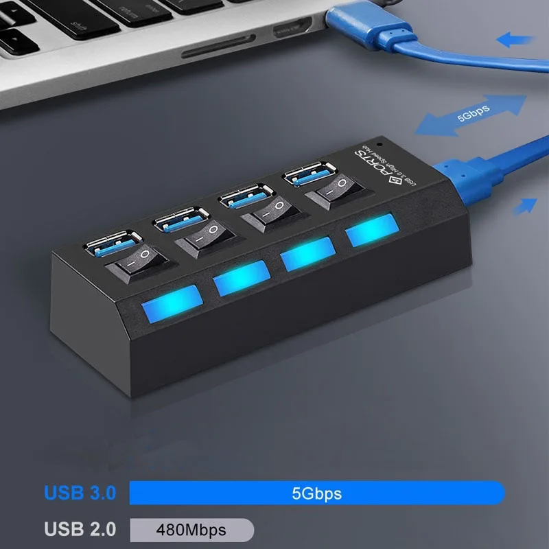 USB 3 0 концентратор Мульти сплиттер 4/7 порт расширитель несколько Hab USB3.0 с