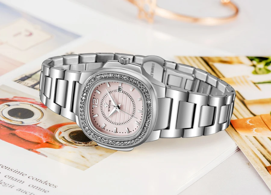 Luxury Rose Gold Watch Women WWOOR Fashion Brand Diamond Ladies Quartz Wrist Watch Female Stainless Steel Waterproof Date Watch