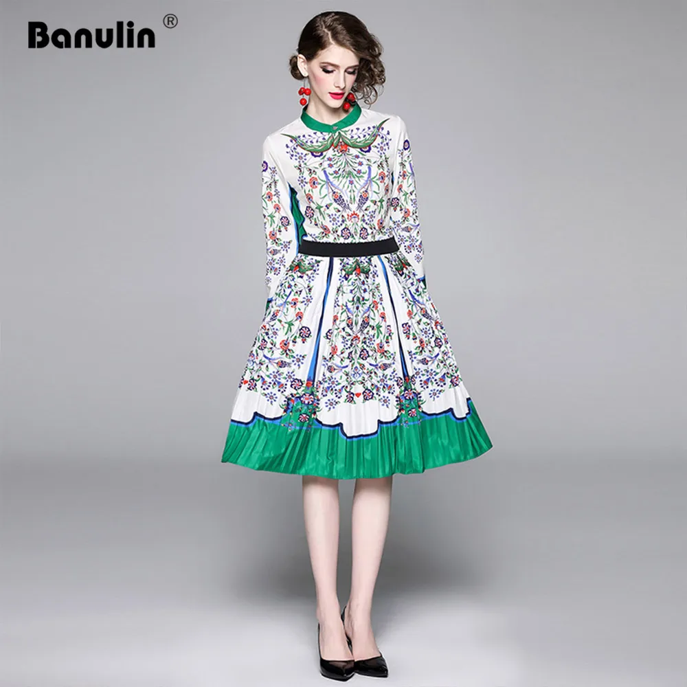 Banulin Fashion Runway 2 Two Pieces Set Autumn Women's Long Sleeve Floral Printed Blouses + Midi Pleated Skirt Sets Suits
Banulin Fashion Runway 2 Two Pieces Set Autumn Women's Long Sleeve Floral Printed Blouses + Midi Pleated Skirt Sets Suits