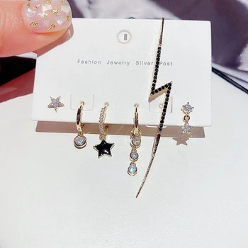 6 Pieces Star Women's Earrings Set Cubic Zircon Wave Geometric Hoop Earrings Set For Women 2020 Jewelry Gift Wholesale S-E1295
6 Pieces Star Women's Earrings Set Cubic Zircon Wave Geometric Hoop Earrings Set For Women 2020 Jewelry Gift Wholesale S-E1295