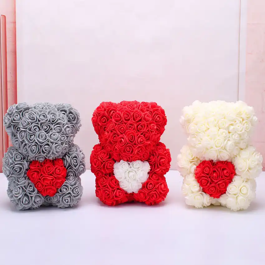 2020 hot sale 25cm bear of roses artificial flowers home wedding
