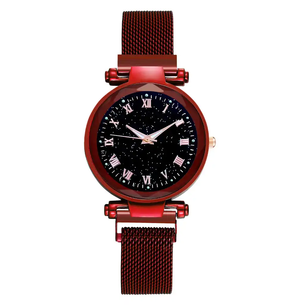luxury women watches simple starry dial stainless steel mesh