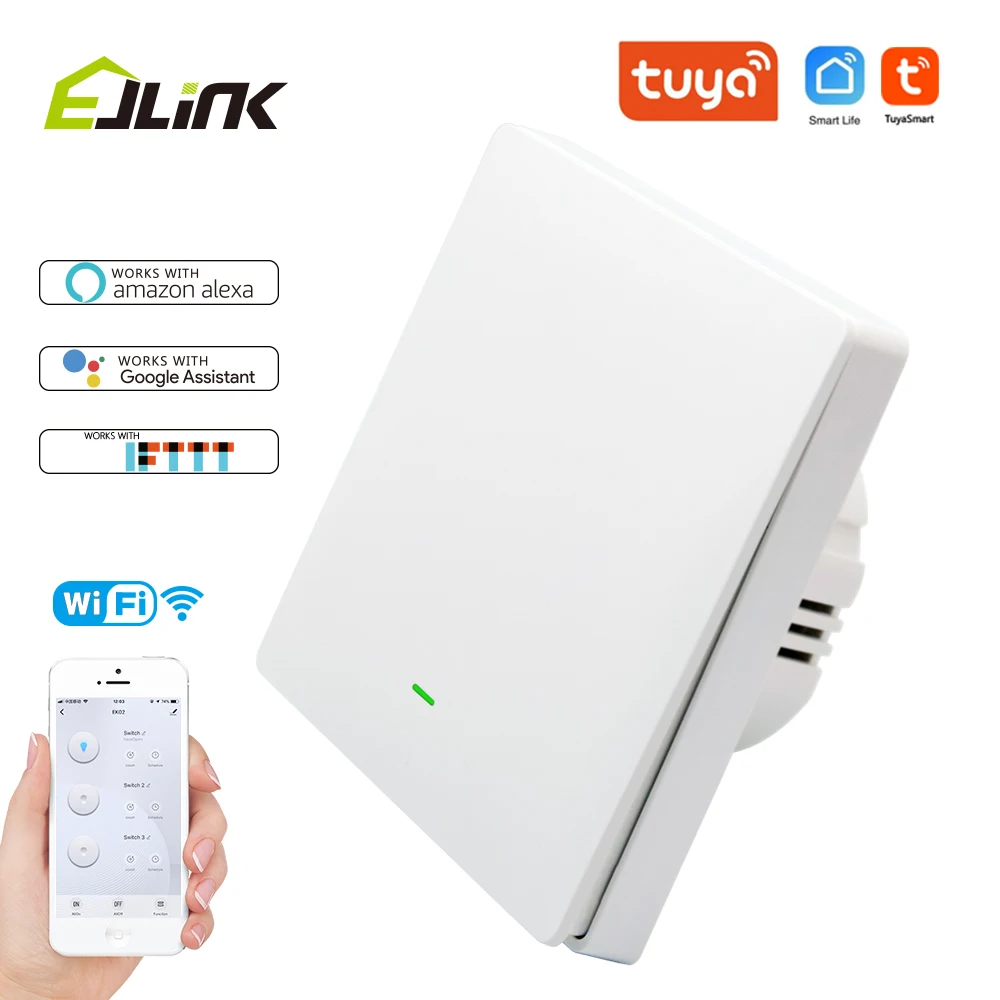 EJLINK 1Gang Smart Wifi Push Button Switch Tuya APP Voice Control works with Alexa, Google Home Intelligent Wall Light Switch
EJLINK 1Gang Smart Wifi Push Button Switch Tuya APP Voice Control works with Alexa, Google Home Intelligent Wall Light Switch