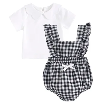 Baby Sets Plaid Romper and T Shirt Infant Clothes Summer 
Baby Sets Plaid Romper and T Shirt Infant Clothes Summer