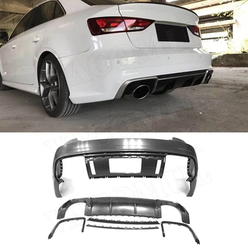 PP Material Wide Body Kit Front Rear Lip Bumper diffuser Spoiler for Audi A3 S3 RS3 Style 2014-2016