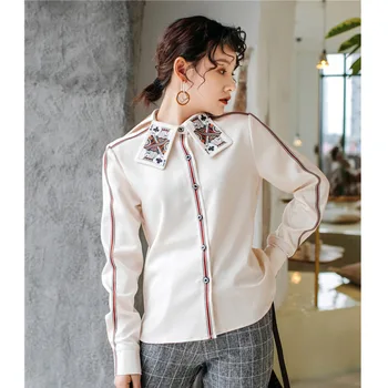 Korea Vintage Shirt Women Poker Print Collar Button Up Designer Shirt Long Sleeve High Fashion Blouse Top Femme Clothing Z060 
Korea Vintage Shirt Women Poker Print Collar Button Up Designer Shirt Long Sleeve High Fashion Blouse Top Femme Clothing Z060