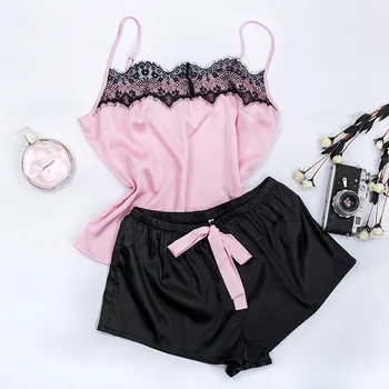 Suphis Floral Lace Pink Cami Pajama Set Women Black Short Set 2020 Summer Casual Nightwear Ladies Sexy Satin Sleepwear
Suphis Floral Lace Pink Cami Pajama Set Women Black Short Set 2020 Summer Casual Nightwear Ladies Sexy Satin Sleepwear