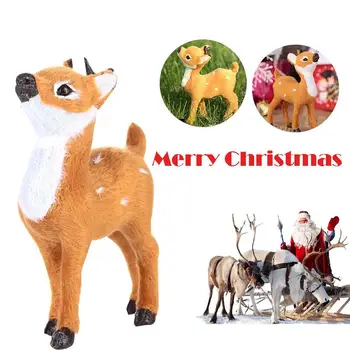 

Plush Plastic Standing Sika Deer Christmas Reindeer Beautiful Simulated Doll Ornaments Xmas Elk Desktop Photography Prop