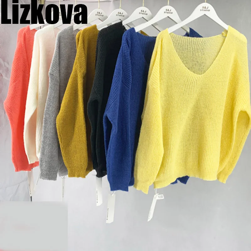 Autumn Woman Sweater Thin Solid Color V-neck Knitted Sweater Lazy oaf Loose Pullover Sweater Casual Wear
Autumn Woman Sweater Thin Solid Color V-neck Knitted Sweater Lazy oaf Loose Pullover Sweater Casual Wear