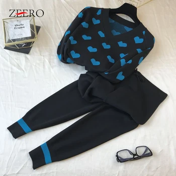 Autumn Winter Sweatersuits Women Suits Loose Heart Pattern Knitted Sweater Pullover Top + Pants Two Piece Set Knitted Tracksuit
Autumn Winter Sweatersuits Women Suits Loose Heart Pattern Knitted Sweater Pullover Top + Pants Two Piece Set Knitted Tracksuit