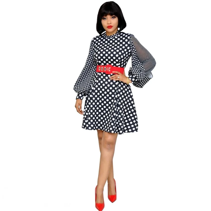 Ladies Dress Plus Size Lantern Long Sleeves Polka Dots Retro Commuter A-Line Women's Clothes 2019 Autumn Dresses With Belt
Ladies Dress Plus Size Lantern Long Sleeves Polka Dots Retro Commuter A-Line Women's Clothes 2019 Autumn Dresses With Belt