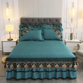 100% Cotton Lace Quilted Bedspread Set Luxury King Size Queen Double Bed Cover Solid Fitted Sheet with Pillow Shams 3pcs 
100% Cotton Lace Quilted Bedspread Set Luxury King Size Queen Double Bed Cover Solid Fitted Sheet with Pillow Shams 3pcs