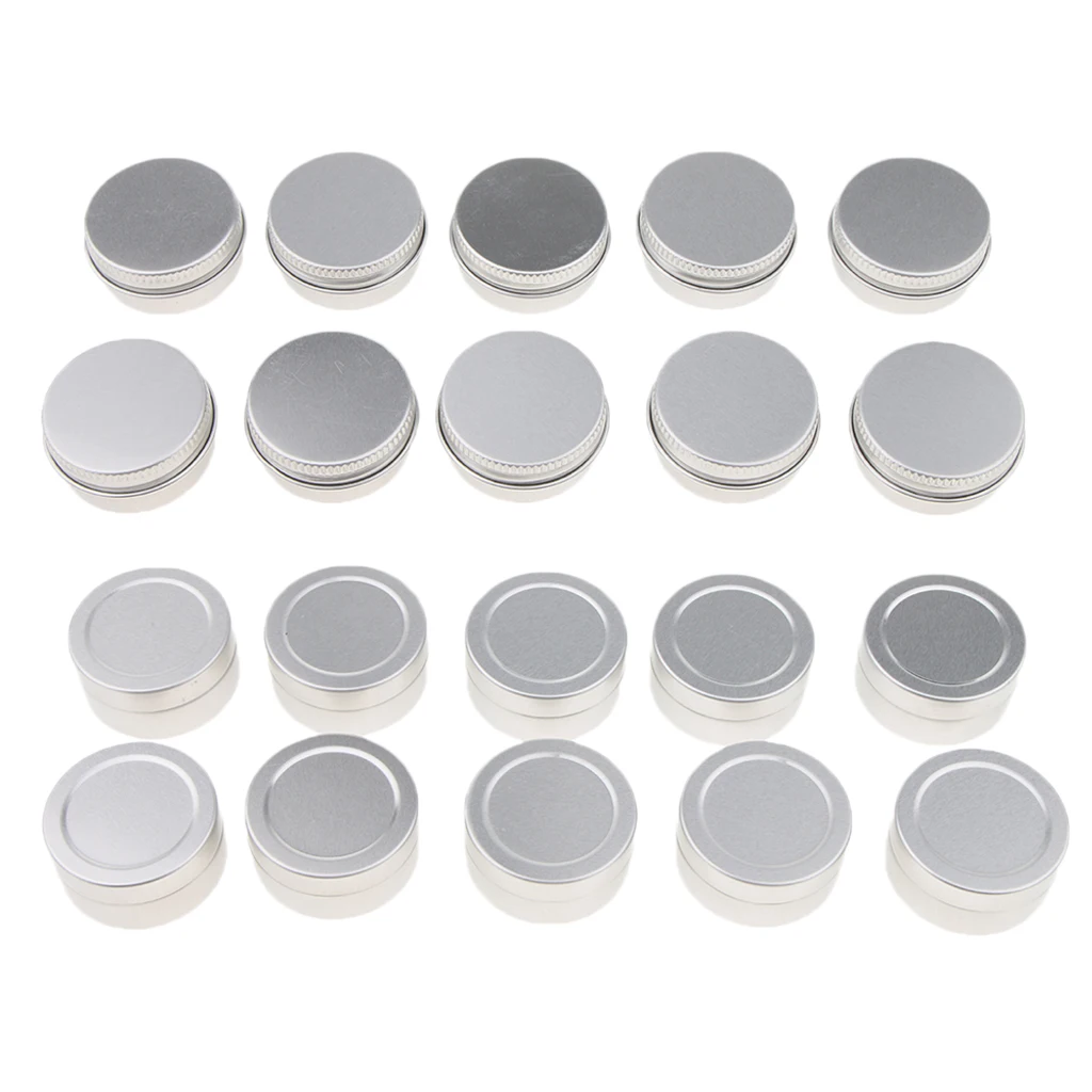 Cosmetic Tin Blusher Lip Balm Tins Aluminum Tin Containers with Lids Screw Top Tins Cans Empty Storage Jars,Pack of 20(Silver) Cosmetic Tin Blusher Lip Balm Tins Aluminum Tin Containers with Lids Screw Top Tins Cans Empty Storage Jars,Pack of 20(Silver)