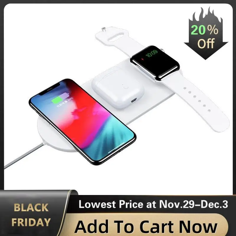Portable QI Wireless Phone Charger 3 in 1 Fast Charging Pad Dock Base station For iPhone 8 11 XS XR Airpods Apple Watch 5 4 3 2
Portable QI Wireless Phone Charger 3 in 1 Fast Charging Pad Dock Base station For iPhone 8 11 XS XR Airpods Apple Watch 5 4 3 2