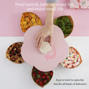 Creative Rotating Petal Fruit Candy Box Nuts Dry Fruits Case Plum Type Container For Kid Protect Fruit Case Lazy Fruit Plate Box
Creative Rotating Petal Fruit Candy Box Nuts Dry Fruits Case Plum Type Container For Kid Protect Fruit Case Lazy Fruit Plate Box