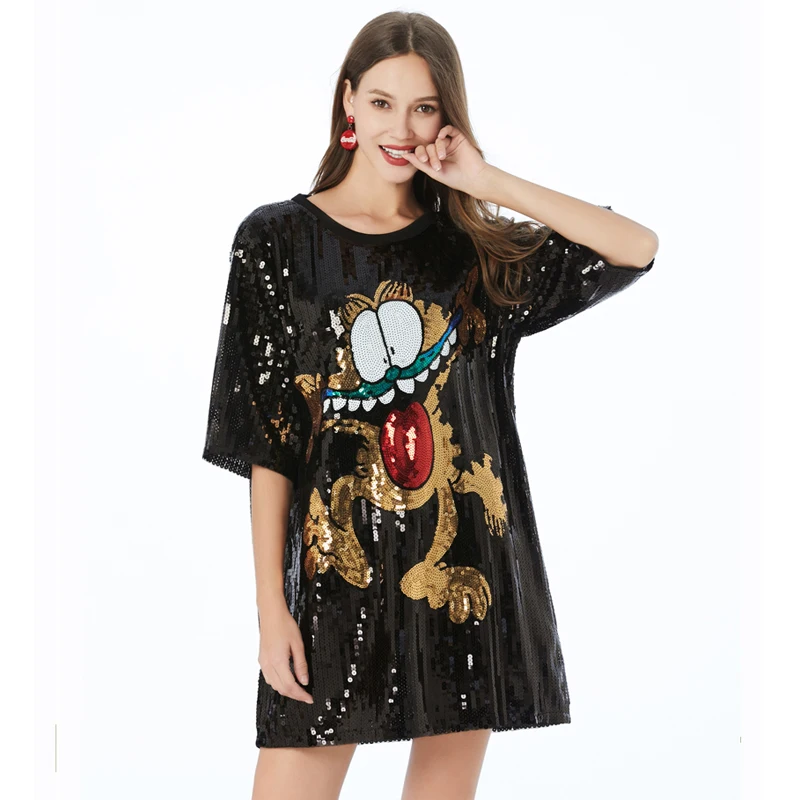 2019 Shimmer Half Sleeve Baggy Sequin T Shirt Top Loose Plus Size Cute Cartoon Cat Print Sequin Long Tee Top For Teen Girls
2019 Shimmer Half Sleeve Baggy Sequin T Shirt Top Loose Plus Size Cute Cartoon Cat Print Sequin Long Tee Top For Teen Girls