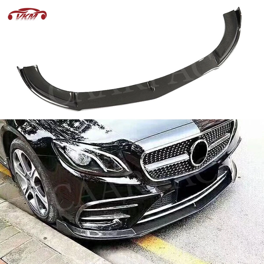 

For Benz W213 Sport E-Class E200 E260 E300 2016-2019 Carbon Fiber Front Bumper Lip Spoiler Chin Guard Car Styling