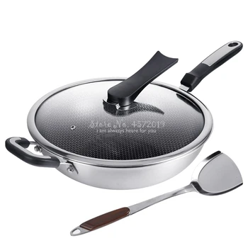 Wok Non-stick Pan 304 Stainless Steel Less Smoke Multi-function Household Cooking Pot Induction Cooker Gas for Wok
Wok Non-stick Pan 304 Stainless Steel Less Smoke Multi-function Household Cooking Pot Induction Cooker Gas for Wok