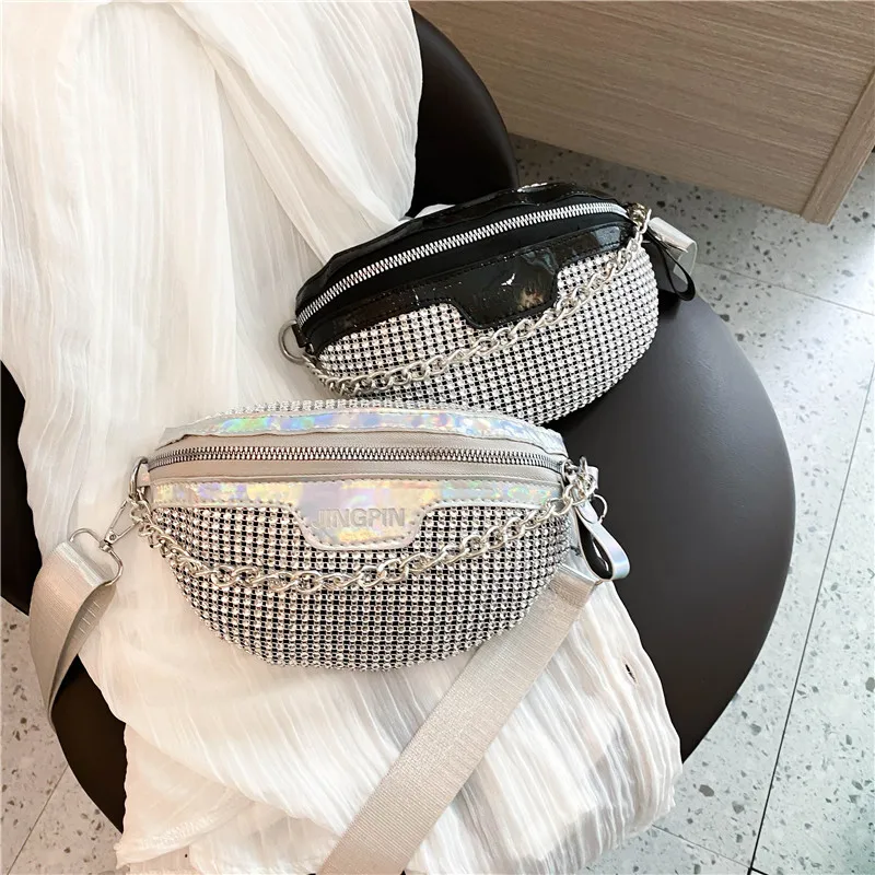Модная женская поясная сумка с блестками в стиле панк забавная дорожная