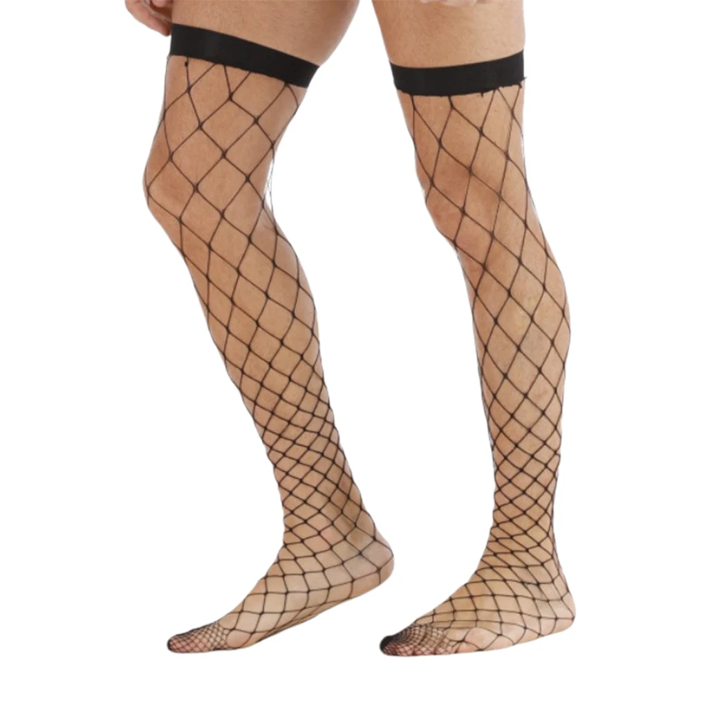 Men's Sexy Fishnet Knee High Stockings Nylon Pantyhose Tights Socks Sissy Costumes Men's Sexy Fishnet Knee High Stockings Nylon Pantyhose Tights Socks Sissy Costumes
